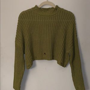 Distressed Cropped Sweater